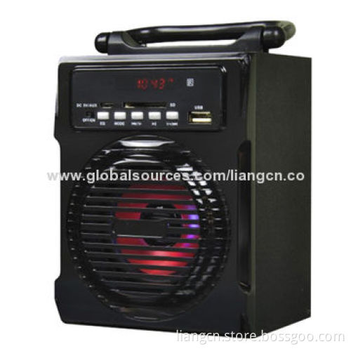Portable Wooden Speaker with FM, USD Reader, microSD Card Slot and AUX Input Bluetooth Optional